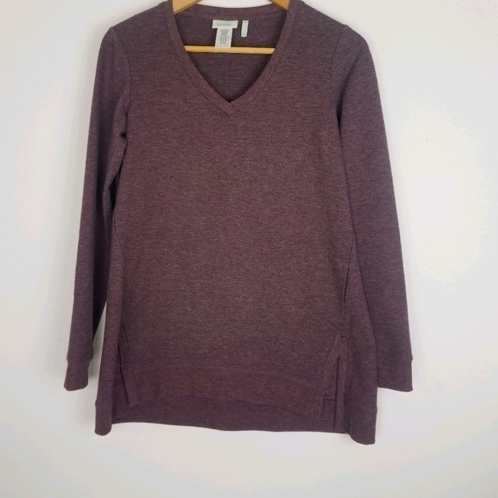 LOGO Lounge By Lori Goldstein‎ French Terry Tunic Sz XS Mauve Pockets Side Split